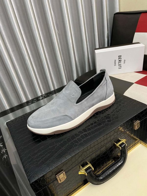 Berluti Echappée Suede Calf Loafer in Grey