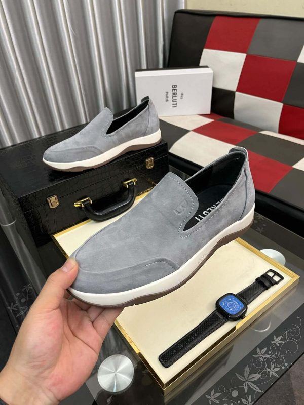 Berluti Echappée Suede Calf Loafer in Grey