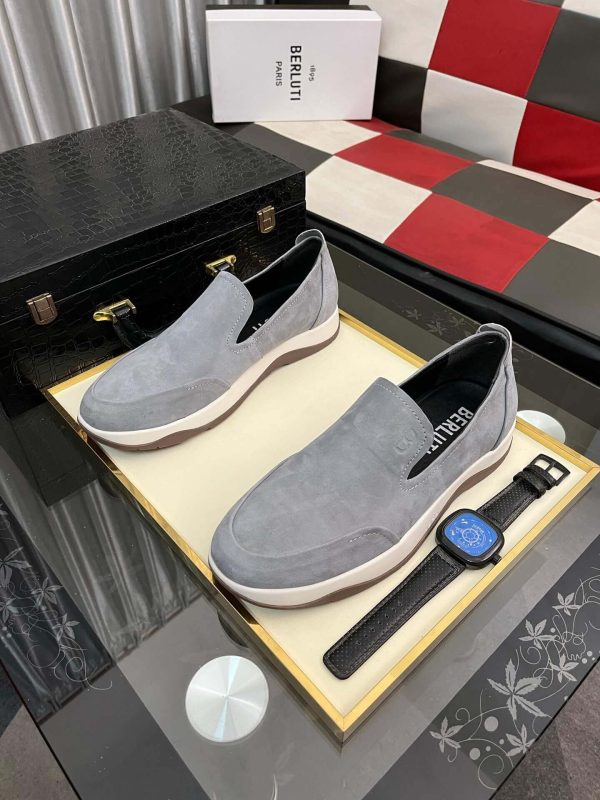Berluti Echappée Suede Calf Loafer in Grey