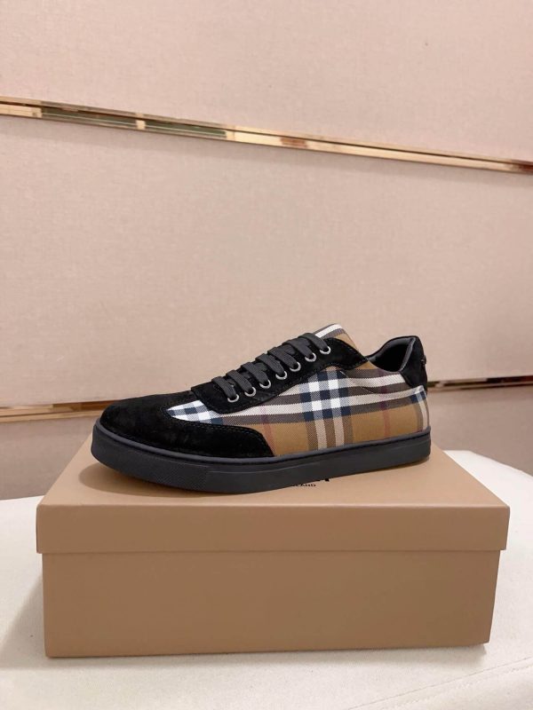Burberry Vintage Check Cotton and Suede Sneakers in Birch Brown and Black
