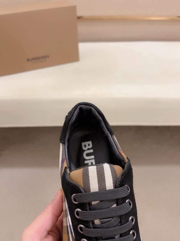 Burberry Vintage Check Cotton and Suede Sneakers in Birch Brown and Black
