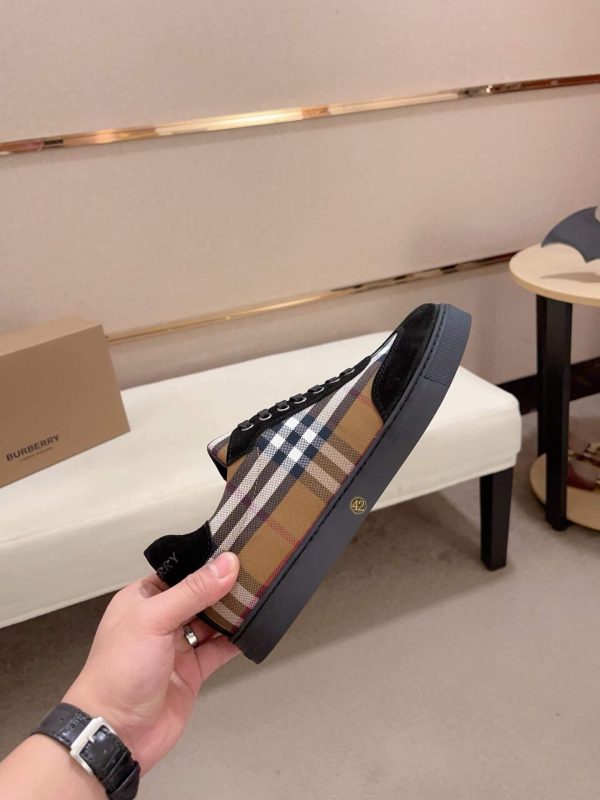 Burberry Vintage Check Cotton and Suede Sneakers in Birch Brown and Black