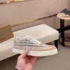 Burberry Leather, Mesh and Check Sneakers in Beige