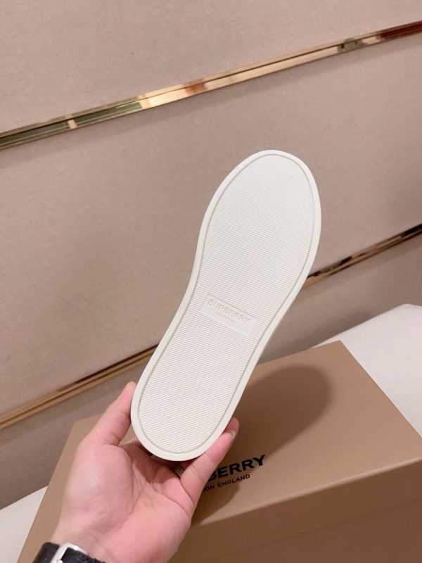 Burberry Leather, Mesh and Check Sneakers in Beige