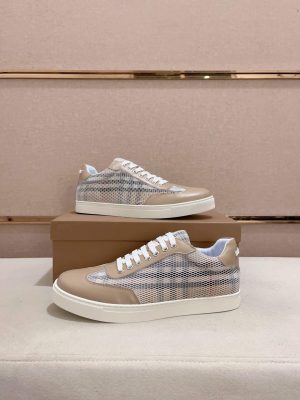 Burberrysneakerfeaturingthebrand_siconiccheckpattern._8 Burberry Leather, Mesh and Check Sneakers in Beige