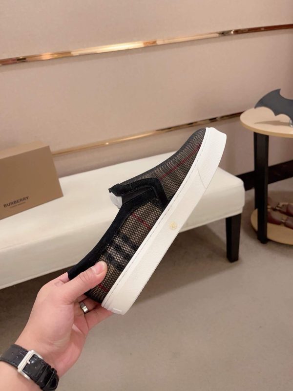 Burberry Mesh and Check Slip-On Sneakers in Black