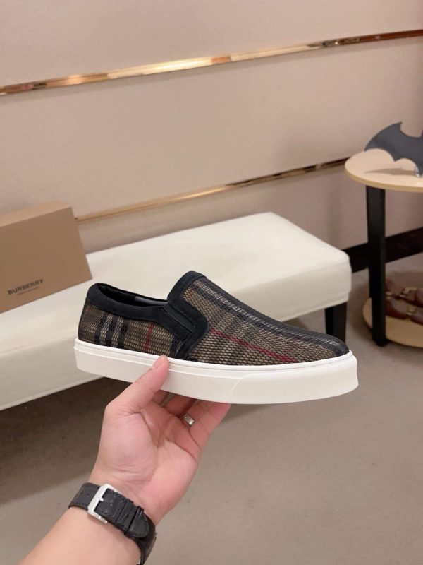 Burberry Mesh and Check Slip-On Sneakers in Black