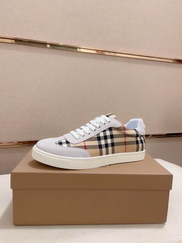 Burberry Check and Suede Sneakers in White and Beige
