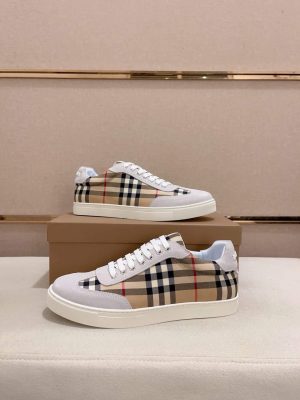 Burberrysneakerfeaturingthebrand_siconiccheckpattern_7 Burberry Check and Suede Sneakers in White and Beige