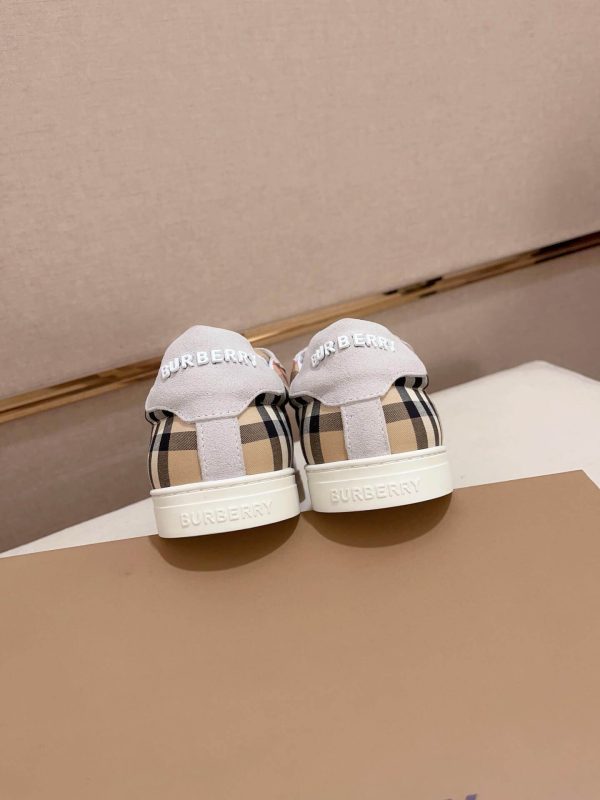 Burberry Check and Suede Sneakers in White and Beige
