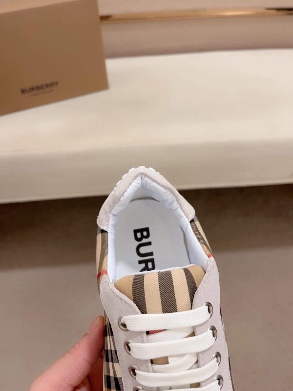 Burberry Check and Suede Sneakers in White and Beige