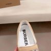 Burberry Suede, Mesh and Check Slip-On Sneakers in Beige and White