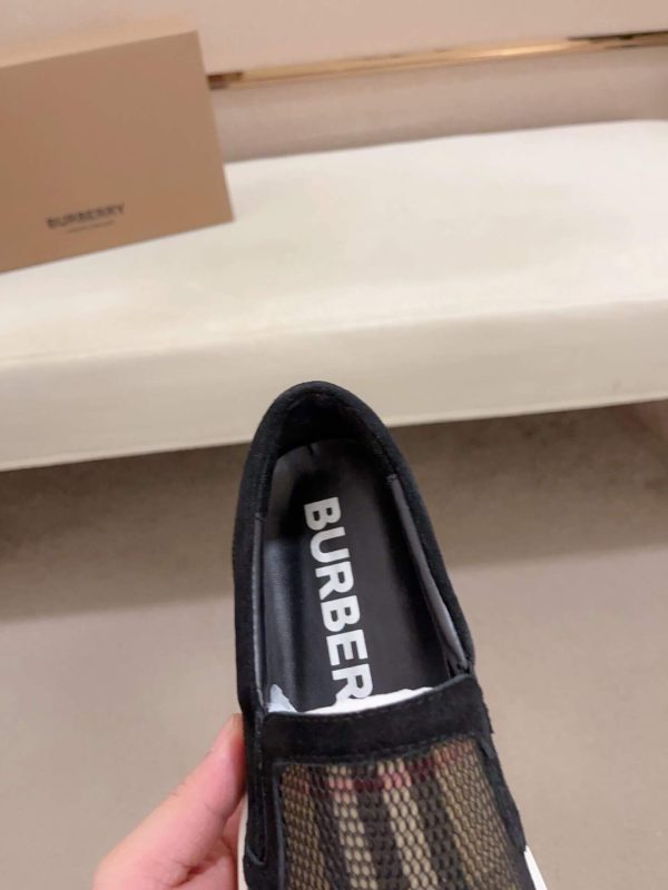 Burberry Mesh and Check Slip-On Sneakers in Black