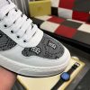 Burberry Leather and Monogram Canvas Sneaker in White and Grey