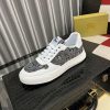 Burberry Leather and Monogram Canvas Sneaker in White and Grey