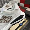 Dior White B25 Runner Sneaker with Brown Grey Dior Oblique Canvas