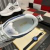 Dior White B25 Runner Sneaker with Blue and Grey Dior Oblique Canvas