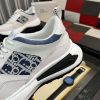 Dior White B25 Runner Sneaker with Blue and Grey Dior Oblique Canvas