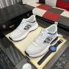 Dior White B25 Runner Sneaker with Blue and Grey Dior Oblique Canvas