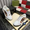 Gucci Ace Sneaker with Bee in White Leather and Brown GG Canvas