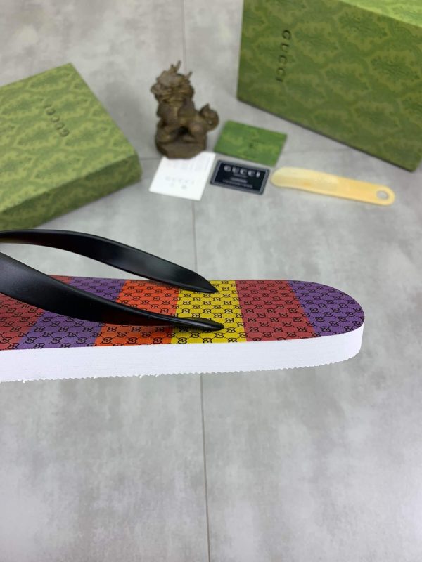 Gucci GG Supreme Multicolor Thong Sandals with Double G