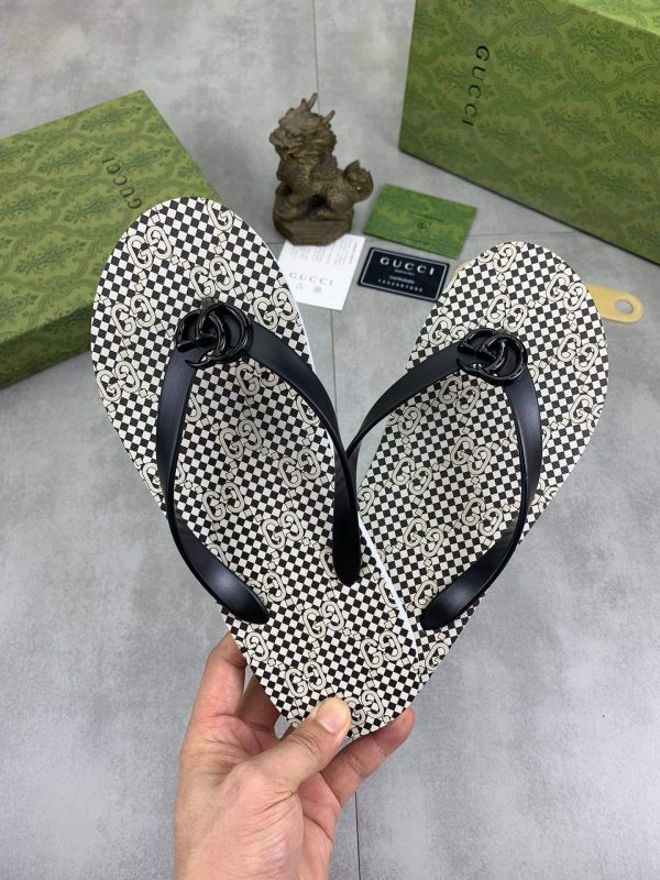 GucciKikathongsanda_2 Gucci Checked Thong Sandal with Double G