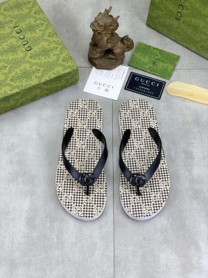 Gucci Checked Thong Sandal with Double G