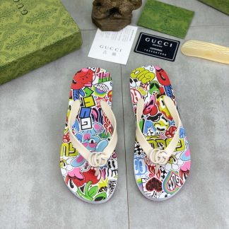 Gucci Thong Multicolor Toon Sandals with Interlocking G