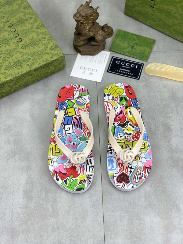 Gucci Thong Multicolor Toon Sandals with Interlocking G