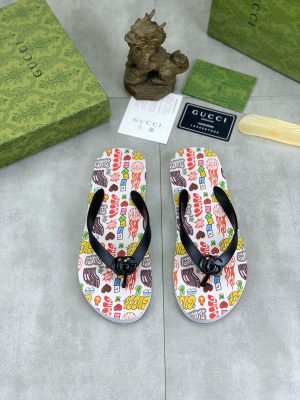 Gucci Thong Multicolor Logo Sandals with Interlocking G