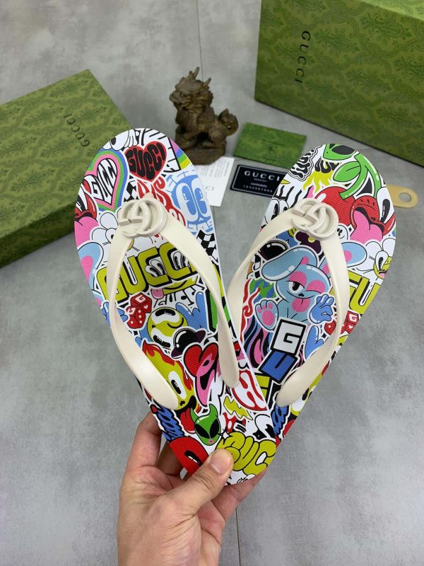 Gucci Thong Multicolor Toon Sandals with Interlocking G