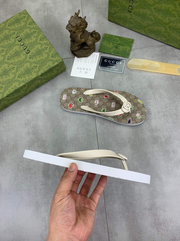 Gucci Black and Ebony GG Jacquard Thong Sandals with Interlocking G