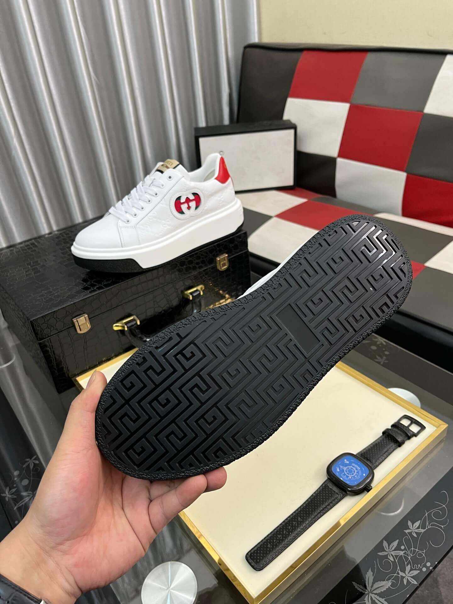 Gucci Men's Ace Interlocking G White Platform Sneaker 5 Gucci Men's Ace Interlocking G White Platform Sneaker - Image 5