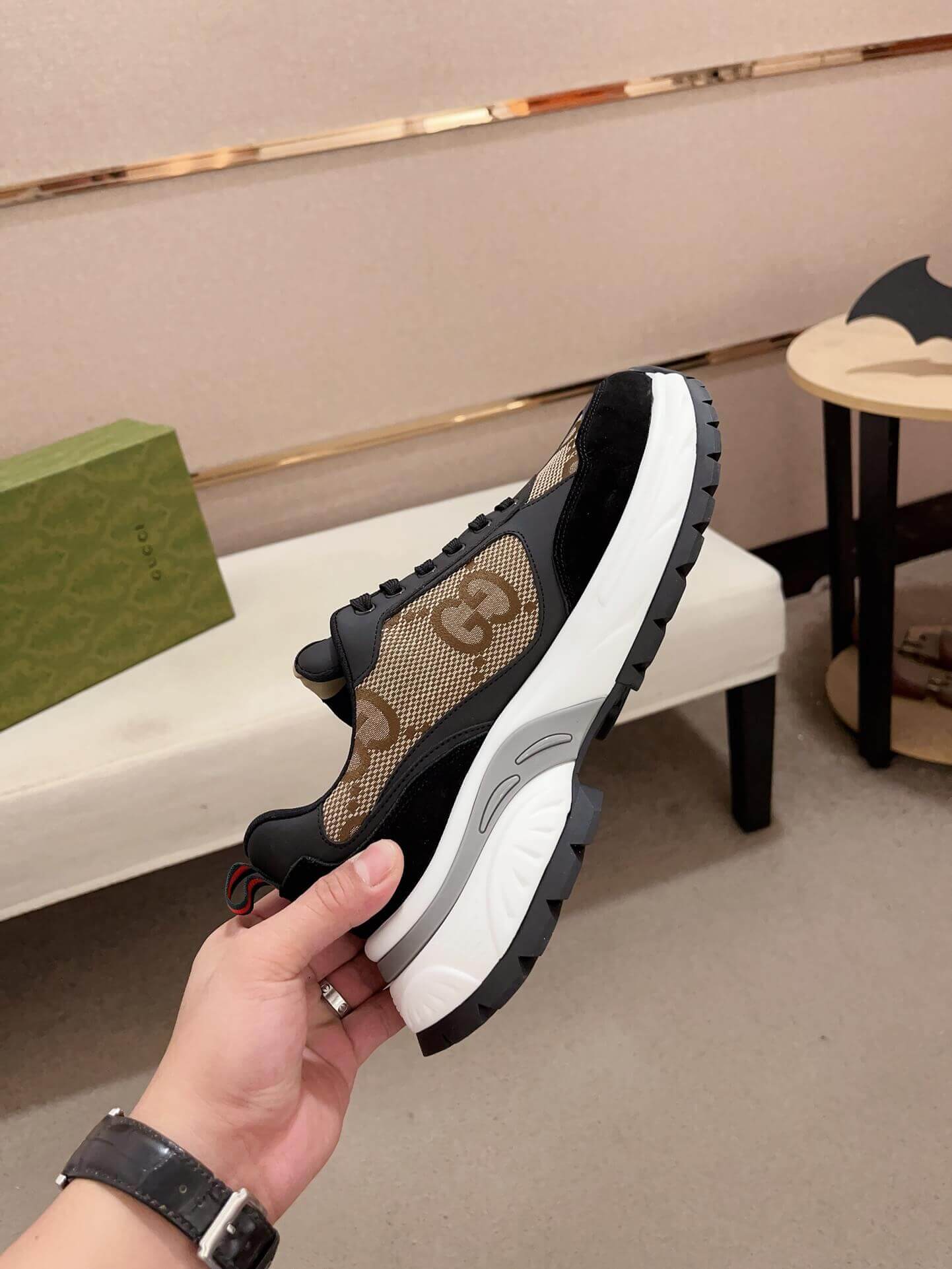 Gucci Rhyton Sneaker with Beige and Brown Jumbo GG Canvas 8 Gucci Rhyton Sneaker with Beige and Brown Jumbo GG Canvas - Image 8