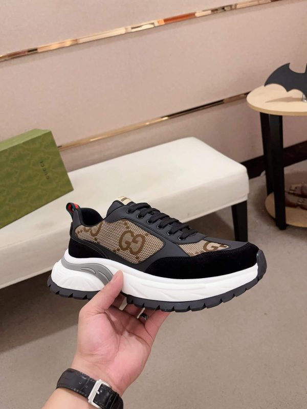 Gucci Rhyton Sneaker with Beige and Brown Jumbo GG Canvas