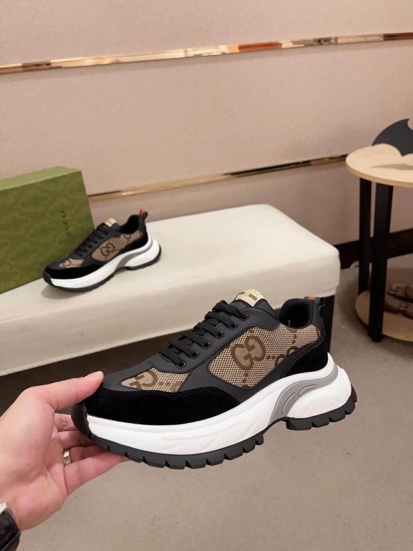 Gucci Rhyton Sneaker with Beige and Brown Jumbo GG Canvas