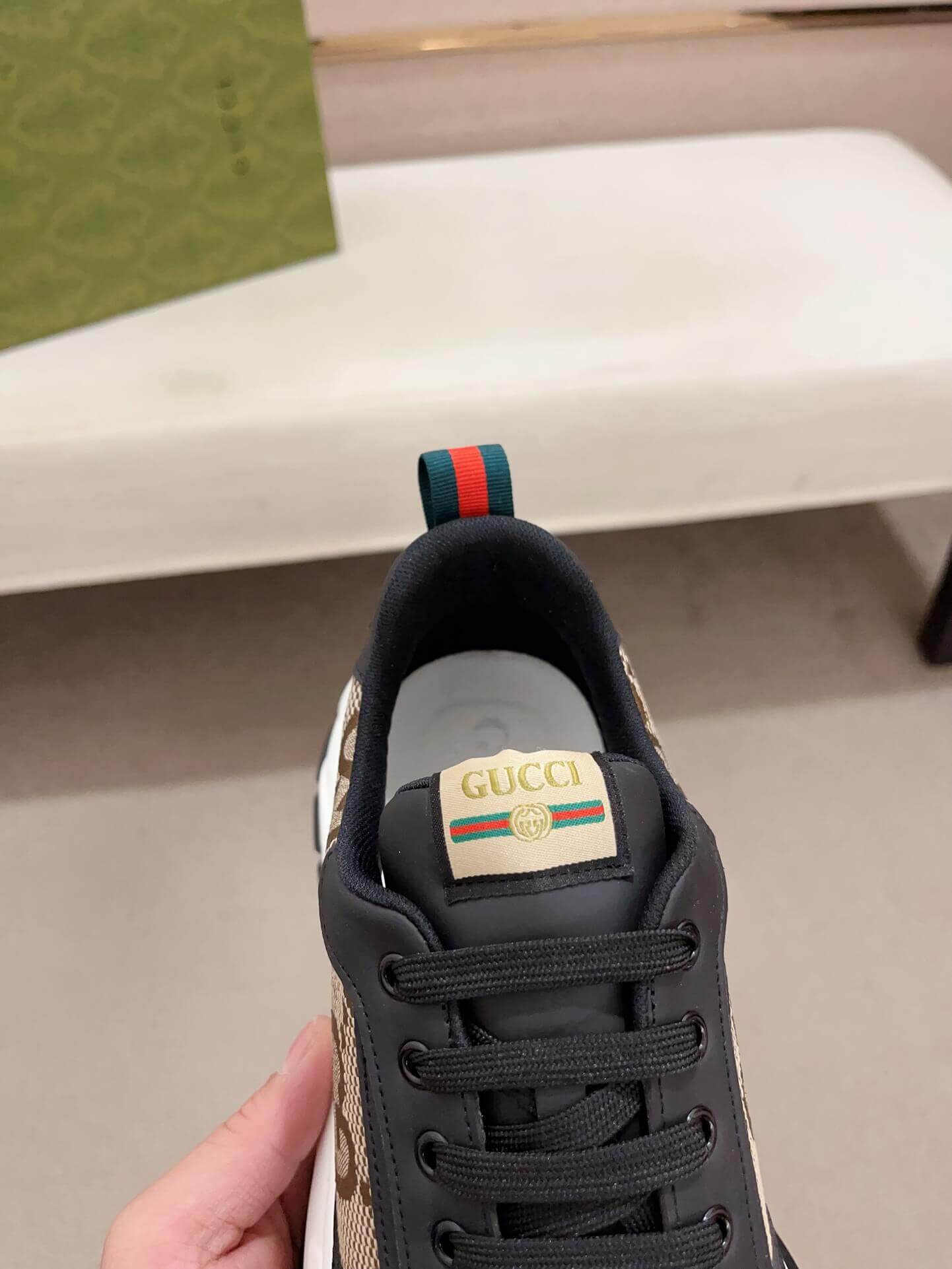 Gucci Rhyton Sneaker with Beige and Brown Jumbo GG Canvas 2 Gucci Rhyton Sneaker with Beige and Brown Jumbo GG Canvas - Image 2