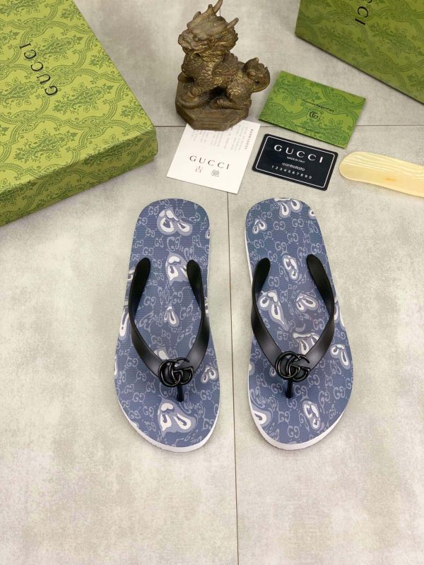 Gucci Blue Thong Sandals with Double G
