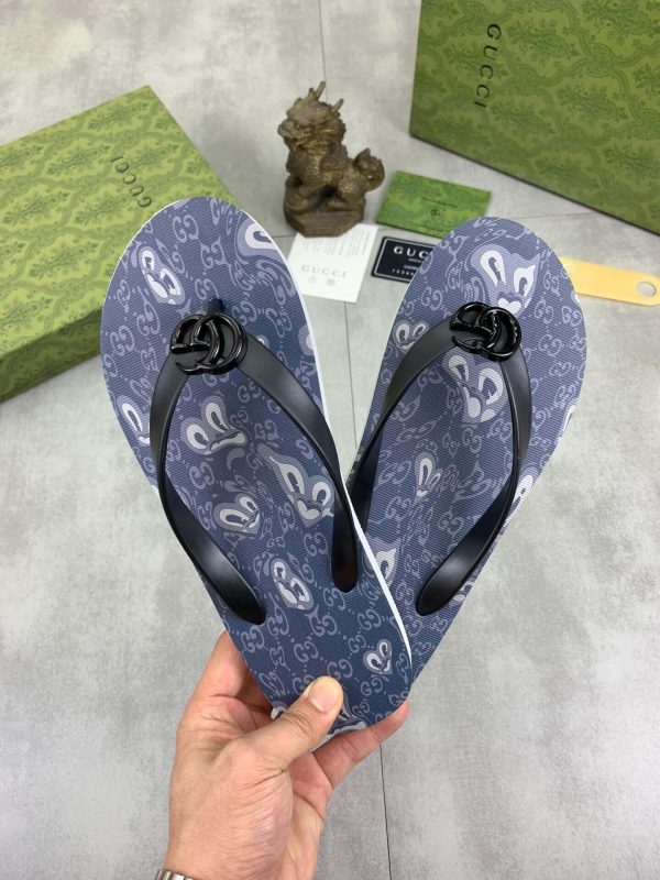 Gucci Blue Thong Sandals with Double G