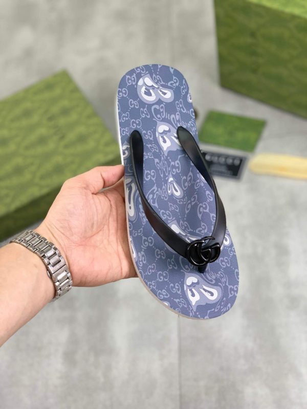 Gucci Blue Thong Sandals with Double G