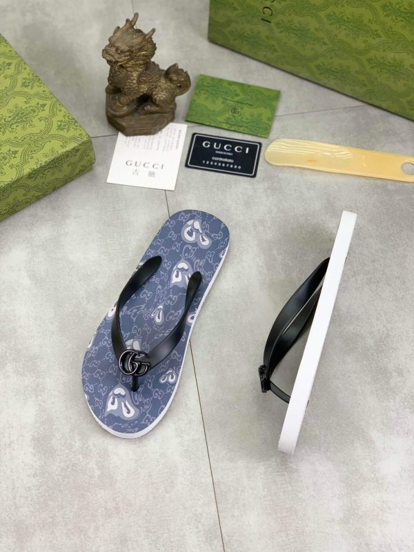 Gucci Blue Thong Sandals with Double G