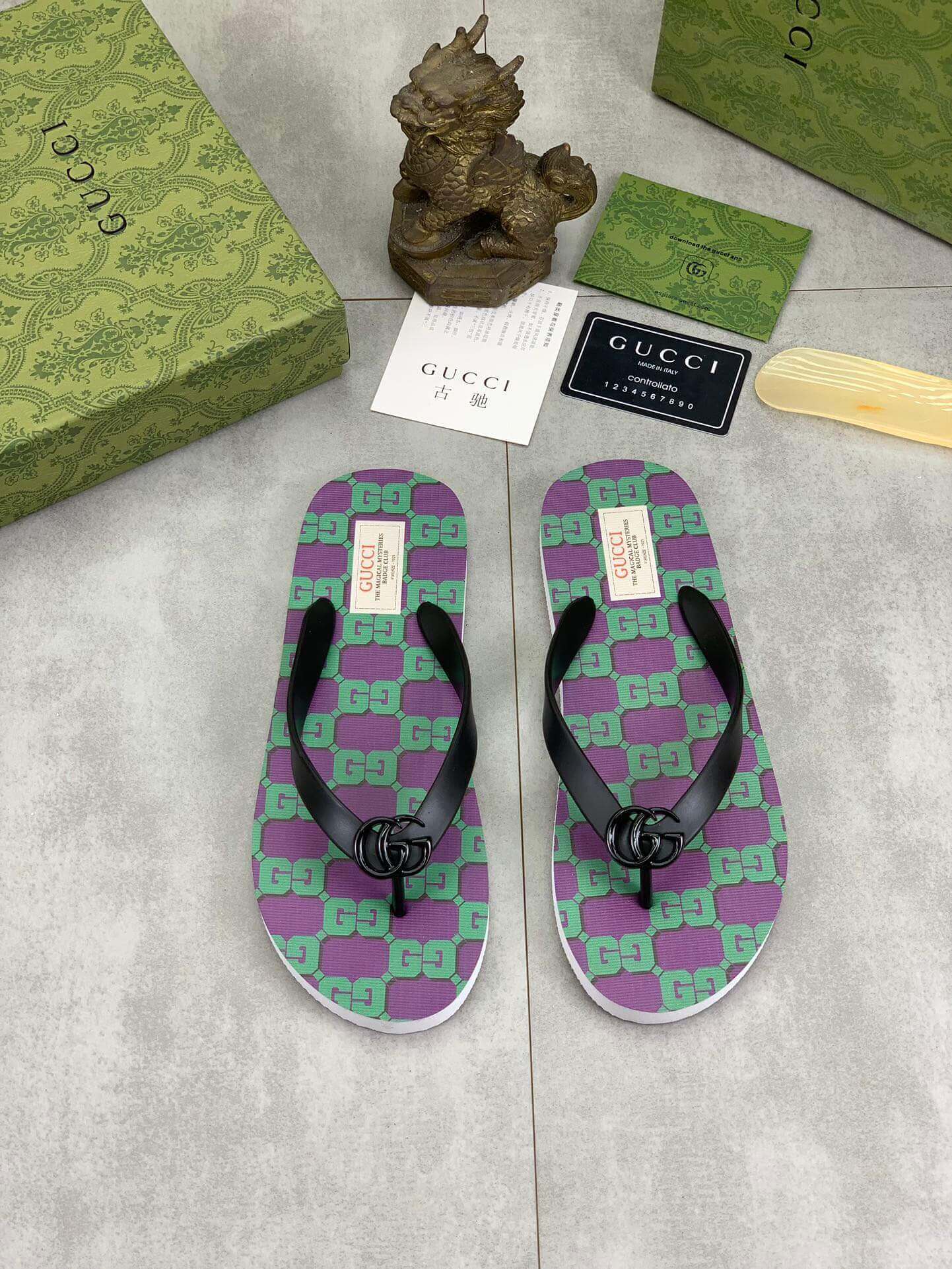 Gucci Magical Mystries Badge Thong Sandals with Double G 1 Gucci Magical Mystries Badge Thong Sandals with Double G