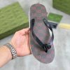 Gucci Black and Red GG Jacquard Thong Sandals with Double G