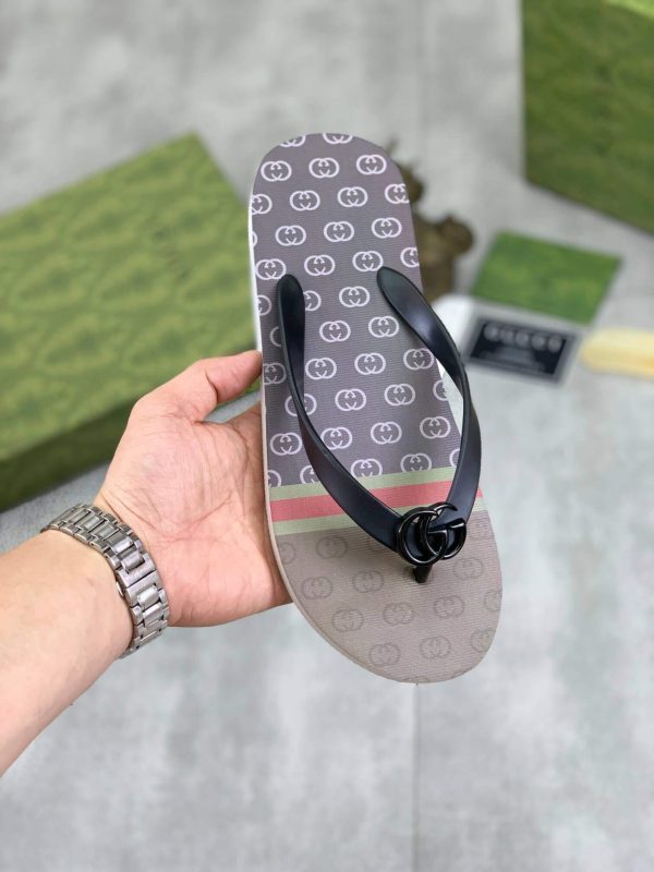 Gucci Interlocking G Jacquard Thong Sandals with Double G