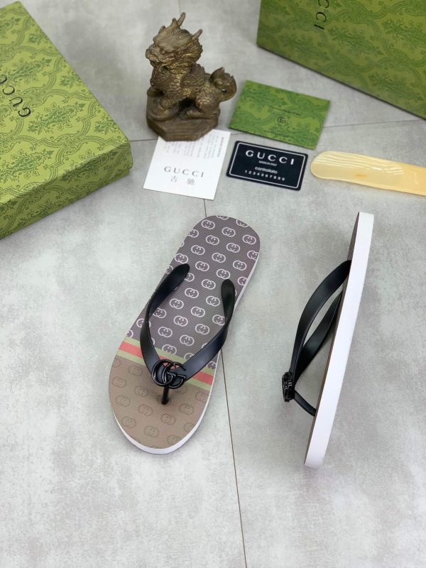 Gucci Interlocking G Jacquard Thong Sandals with Double G