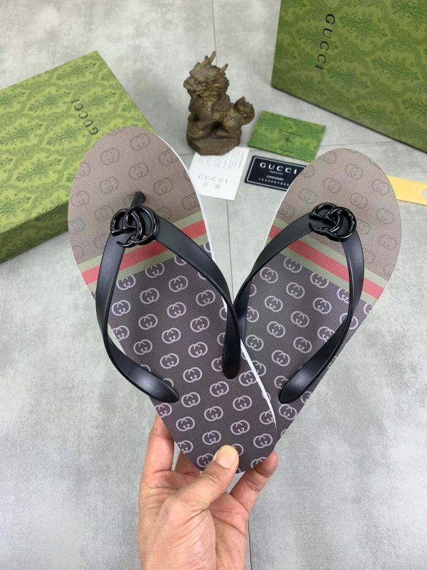 Gucci Interlocking G Jacquard Thong Sandals with Double G