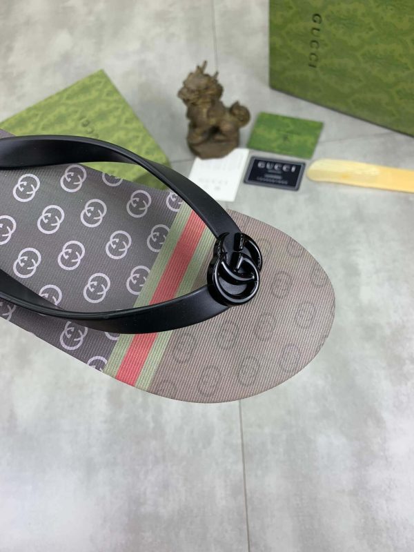 Gucci Interlocking G Jacquard Thong Sandals with Double G
