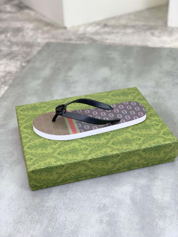 Gucci Interlocking G Jacquard Thong Sandals with Double G