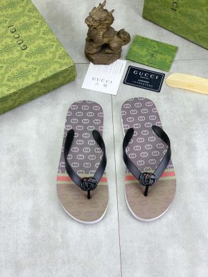 Guccimen_sflip-flops._9 Gucci Interlocking G Jacquard Thong Sandals with Double G