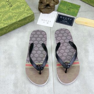 Gucci Interlocking G Jacquard Thong Sandals with Double G
